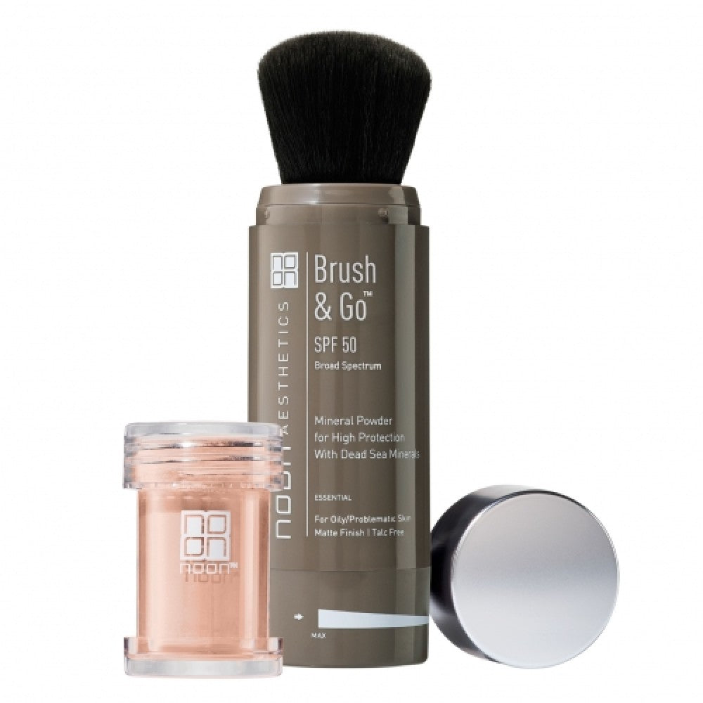 NOON  Brush&Go mineral sun protection powder SPF 50, riebiai/probleminei odai